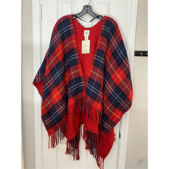 Rafaella Weekend NWT Reversible Red Plaid Acrylic Shrug One Size - Picture 1 of 9